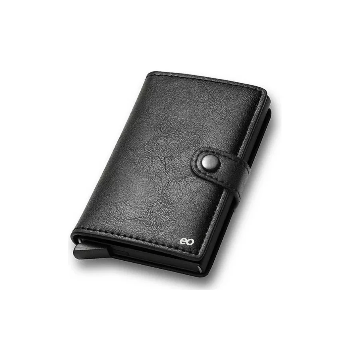 Billetera Desplegable De Piel Para Efectivo Rayas Color:Negro -Button Down