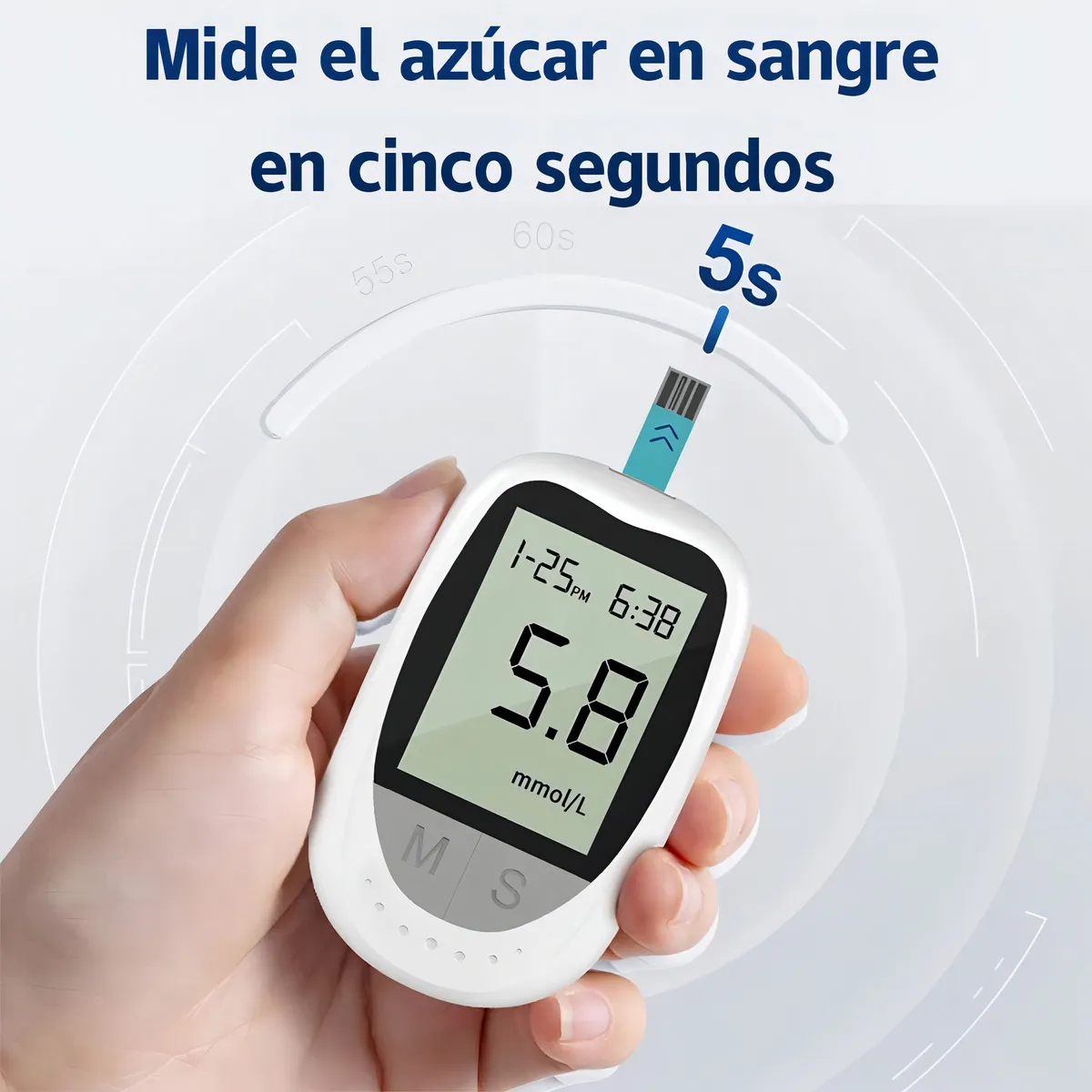 Glucometro Digital Medidor De Glucosa Con 50 Tiras Y 50 Lancetas