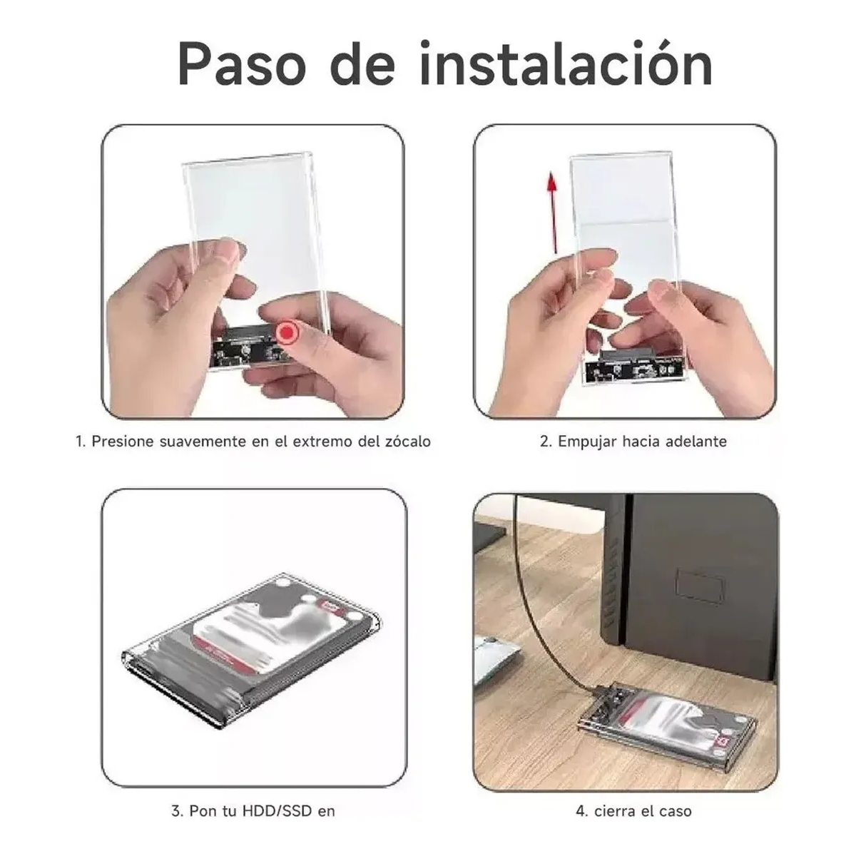 2pzs Case Para Disco Duro 2.5 Sata Usb 3.1 Carcasa Hdd/ssd Gris Oscuro