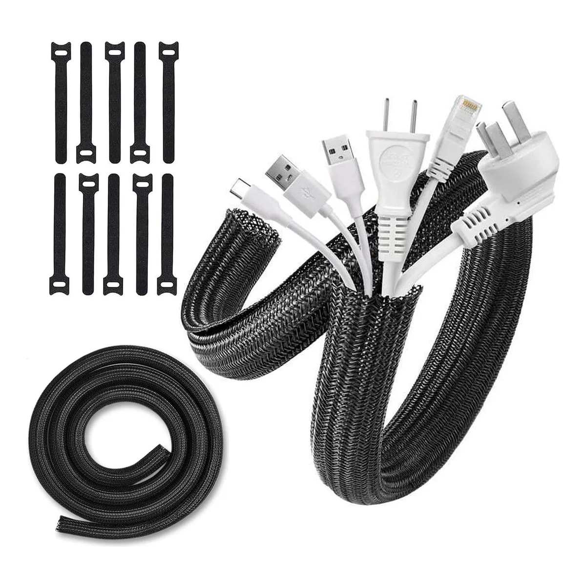 Conducto Funda Tejida De Cables Con Cierre Automático 5 Mts