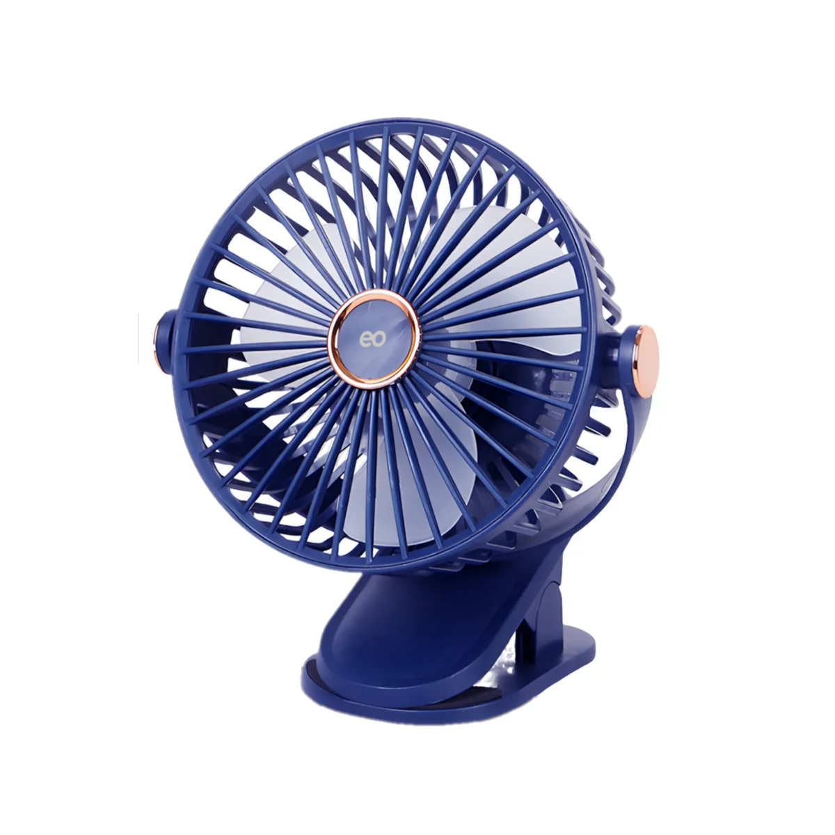 Ventilador Portátil Redondo Recargable Con Clip De Escritorio Usb Color Azul