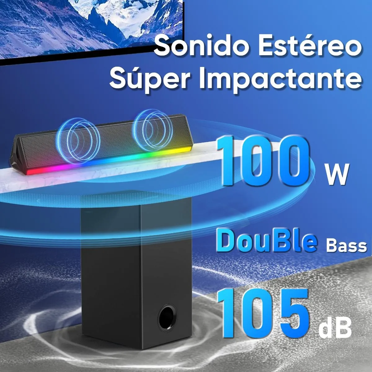Barra De Sonido 100w 2.2 Canales Con Subwoofer Para Tv