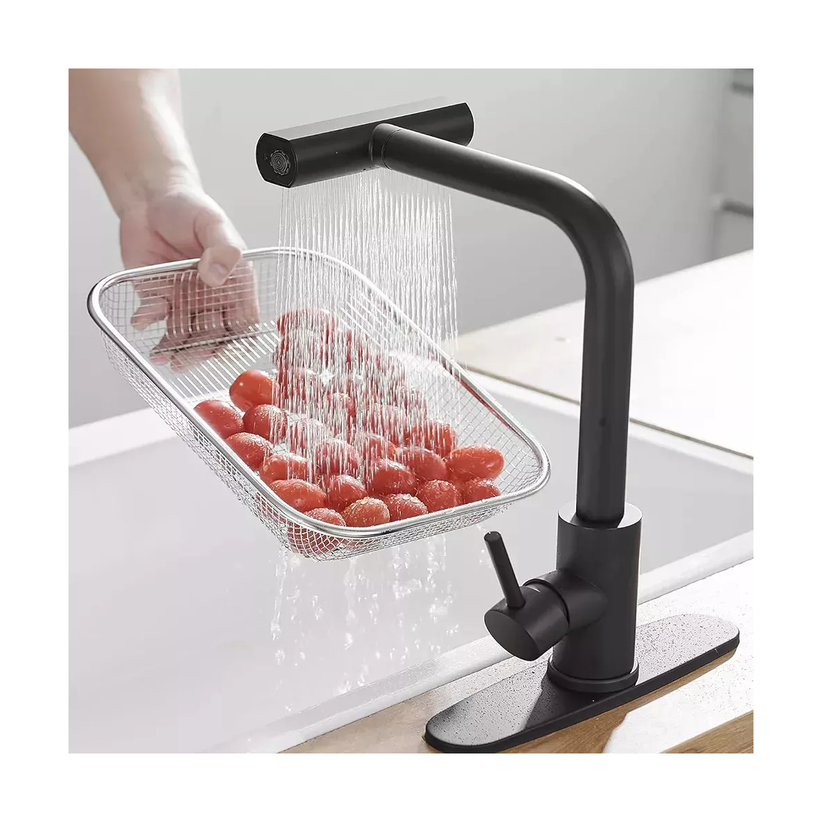 Llave Mezcladora Para Fregadero Llave De Agua Cocina 4 en 1 Color Negro-1