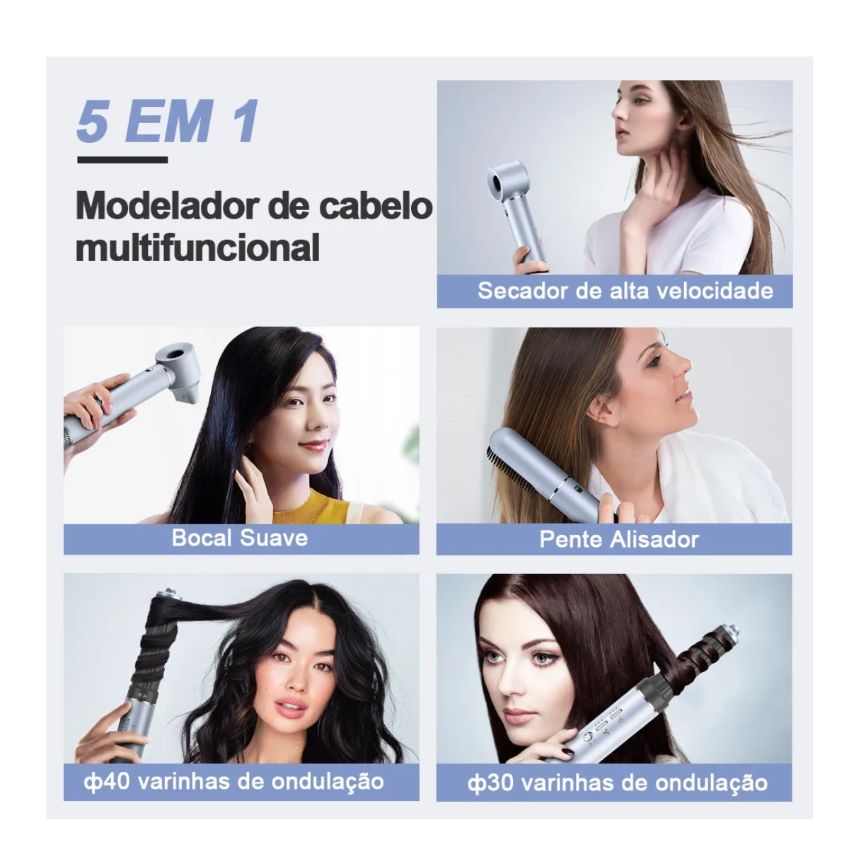 Secadora de cabello Potencia 1300W Plateado