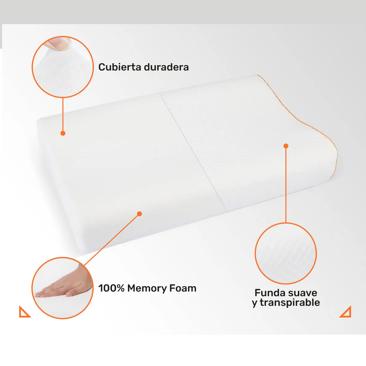 Almohada Ortopédica Memory Foam Cervical para Cuello Gel Ajustable Cómoda