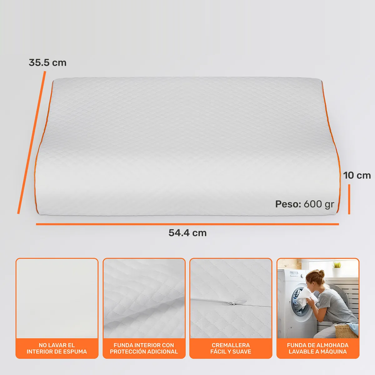 Almohada Ortopédica Memory Foam Cervical para Cuello Gel Ajustable Cómoda