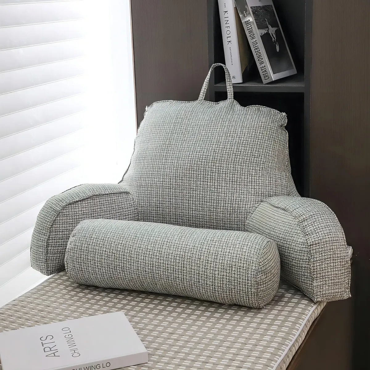 Almohada De Lectura Para Cama con Descansa Brazos
