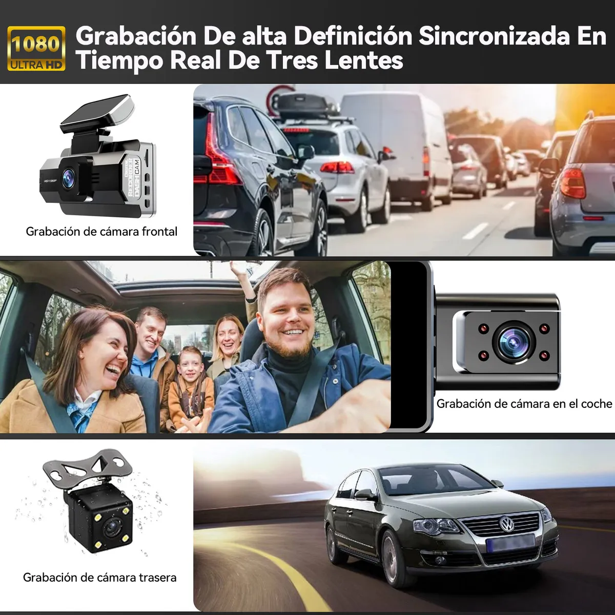 Cámara para Auto Full HD 1080p Wi-Fi, Pantalla LTPS 