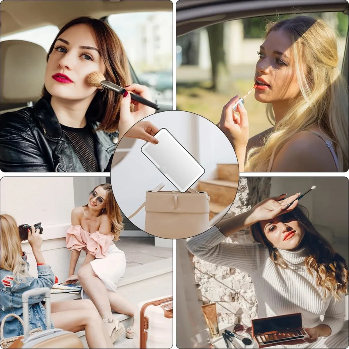 Espejo Maquillaje Visera Coche Led Recargable 3 Modos