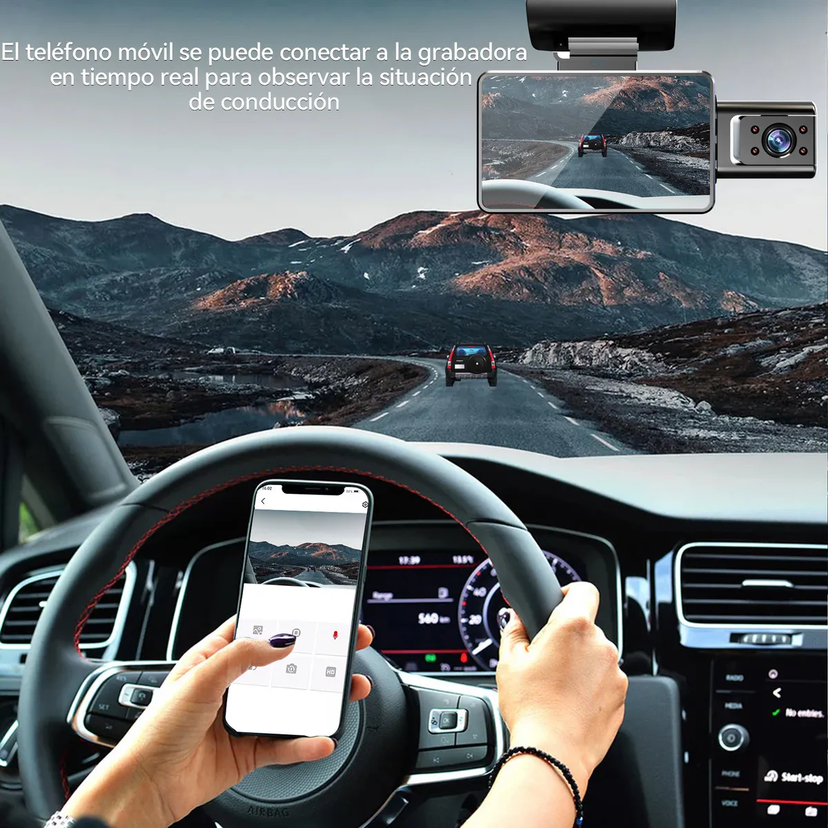 Cámara para Auto Full HD 1080p Wi-Fi, Pantalla LTPS 
