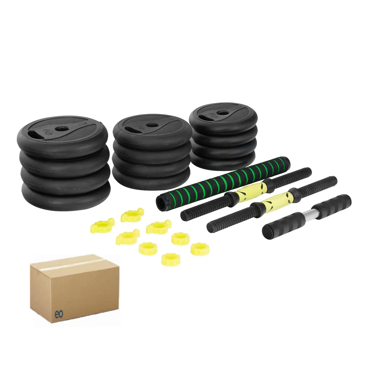 Set Mancuernas 20 Kg Barra Recta Pesas Para Ejercicio Color Amarillo