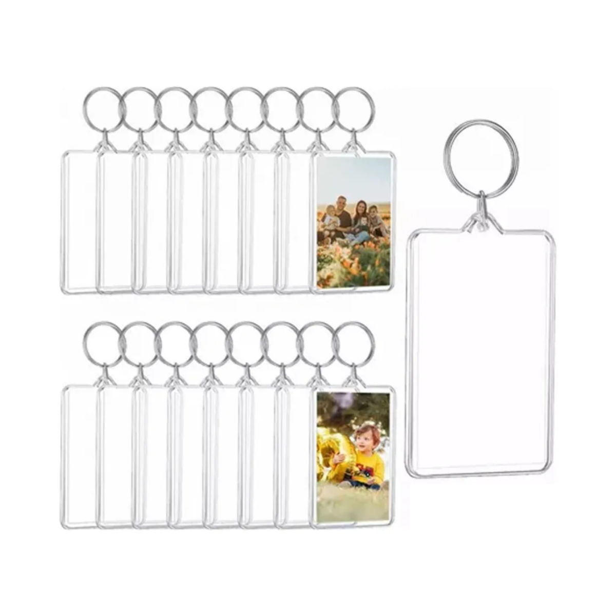 Set 120 Pcs De Acrílico Transparente Llaveros De Fotos 