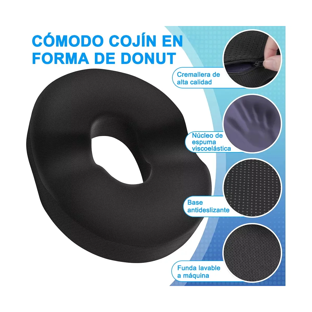 Dona Ortopédica Para Hemorroides Y Coxis Grande Negro