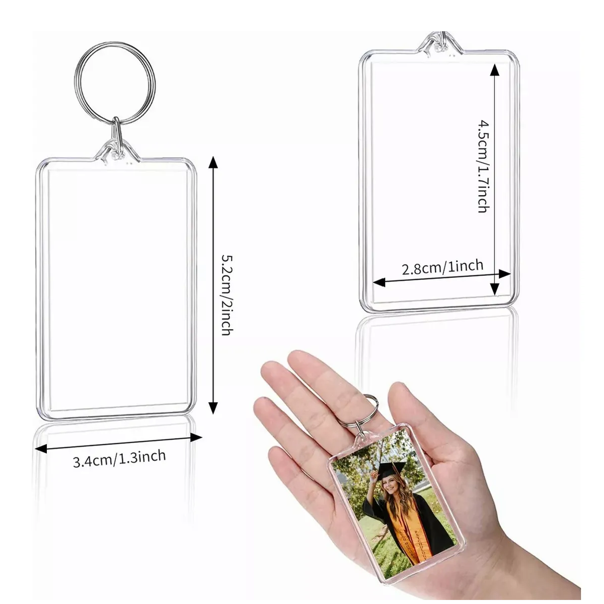 Set 120 Pcs De Acrílico Transparente Llaveros De Fotos 