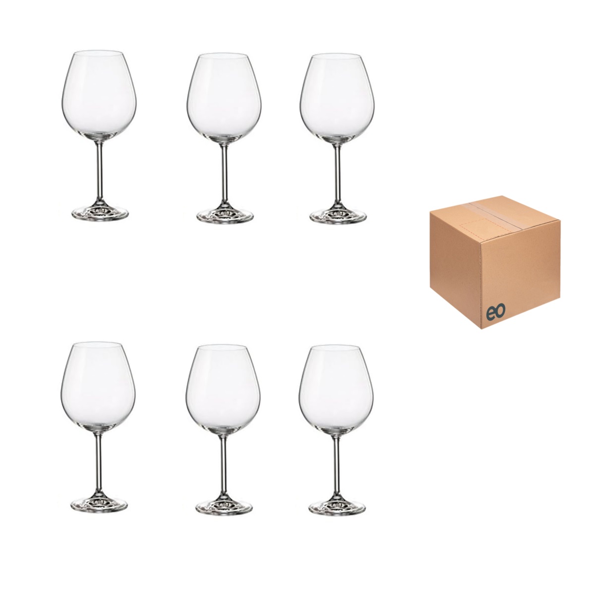 Set 6 Piezas Copas Vino Tinto Copón Vidrio 384 Ml