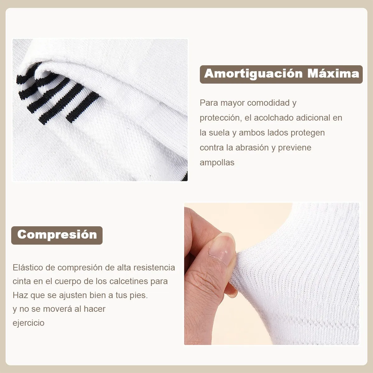 12 Pares Calceta Deportiva Hombre 100% Algodón Blanco