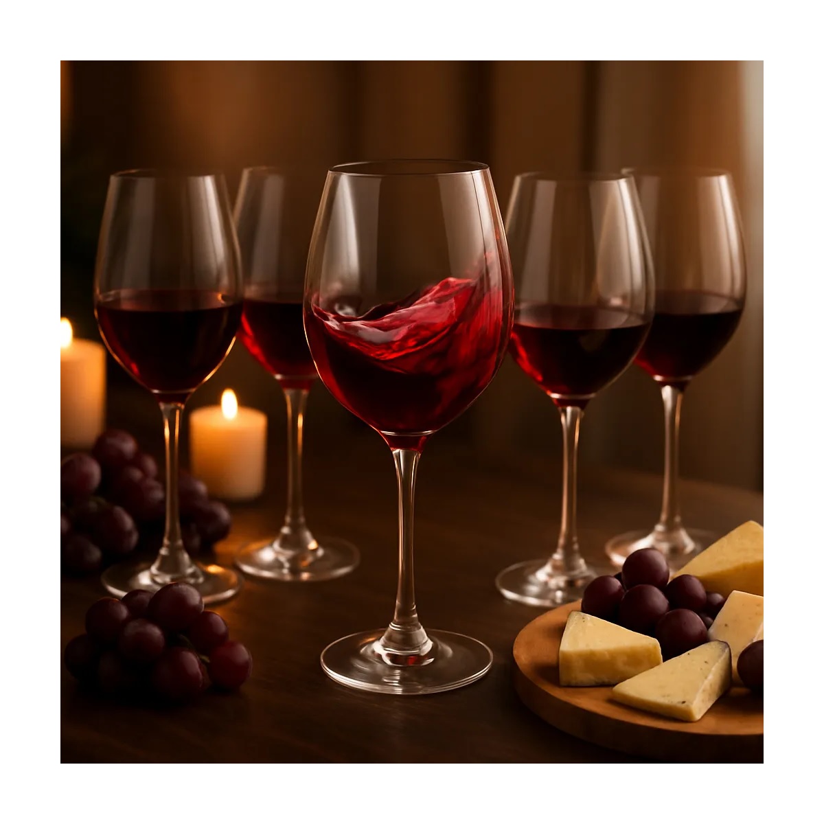 Set 6 Piezas Copas Vino Tinto Copón Vidrio 384 Ml