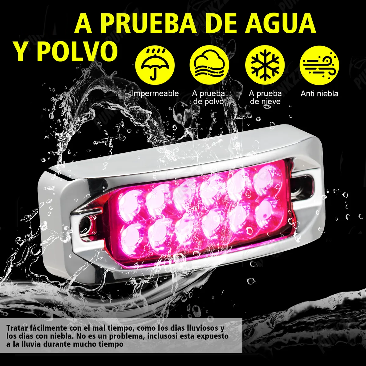 6 Plafones 12 Led Lateral Rectangular Fija Estrobo 12-24v Rosa Purpura