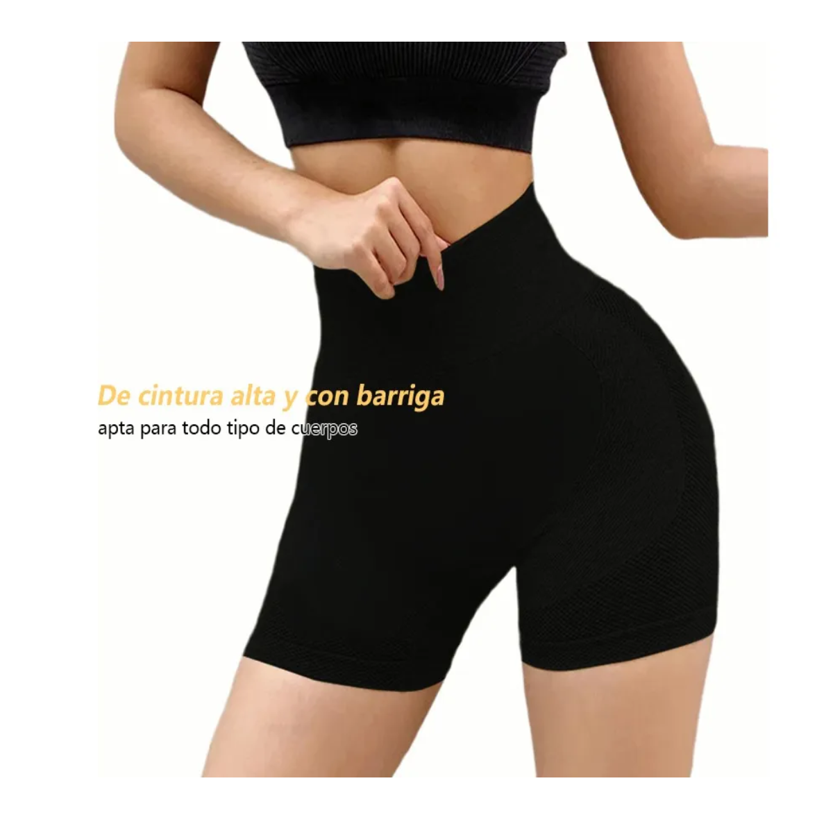 Shorts De Licras Deportivos Leggings Mujer 2pcs Negro/Negro Talla: S/M