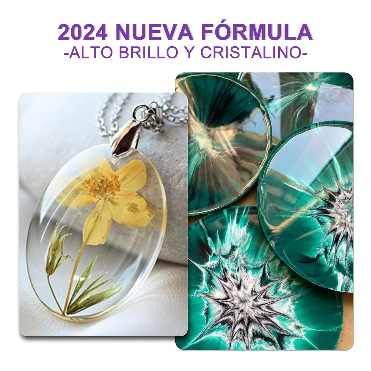 4000ml Kit Resina Epóxica Transparente Antiburbujas No Amarilleante para Decoración