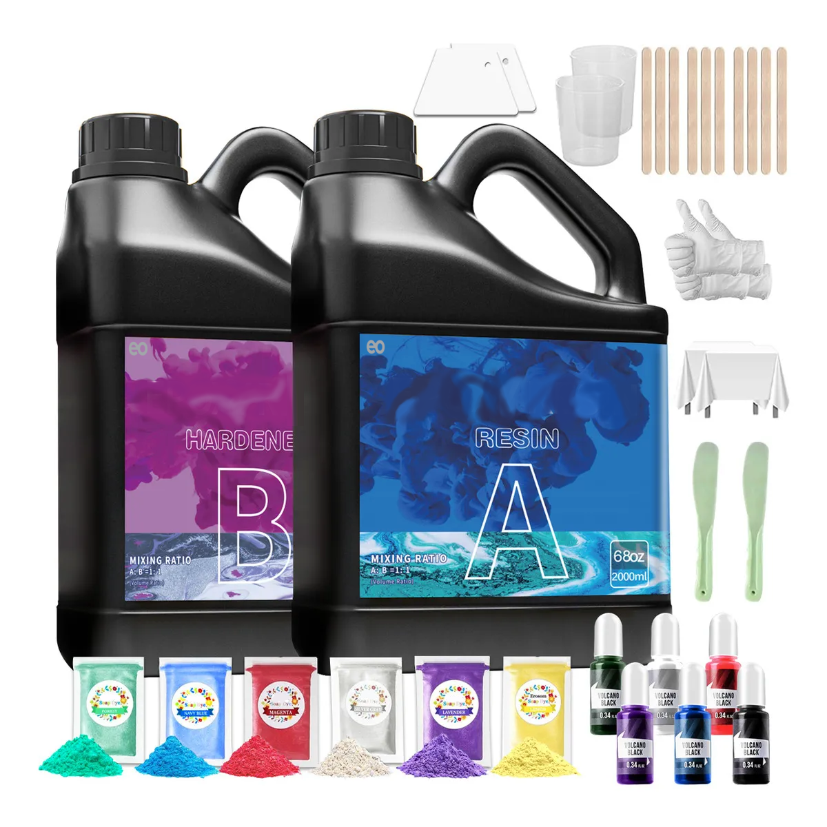 4000ml Kit Resina Epóxica Transparente Antiburbujas No Amarilleante para Decoración