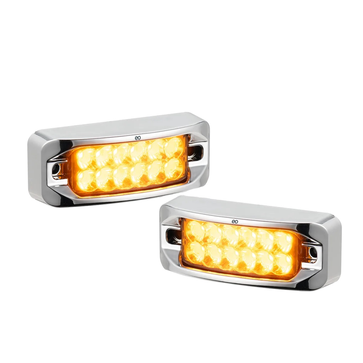 6 Plafones 12 Led Lateral Rectangular Fija Estrobo 12-24v Amarillo