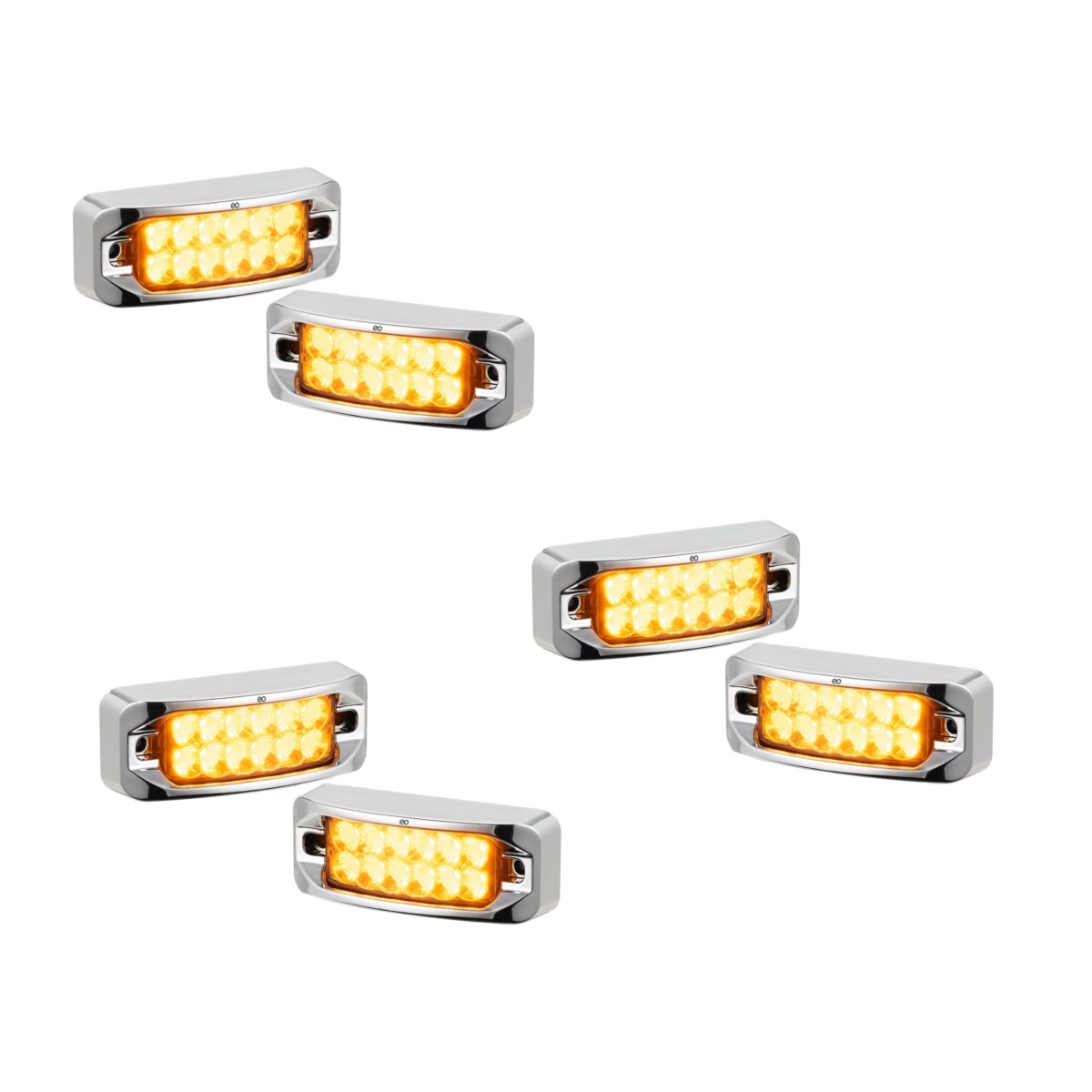 6 Plafones 12 Led Lateral Rectangular Fija Estrobo 12-24v Amarillo