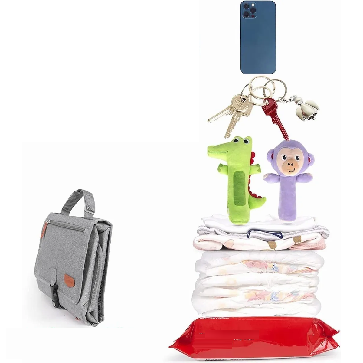 Cambiador De Bebé Portátil Plegable Impermeable Gris 
