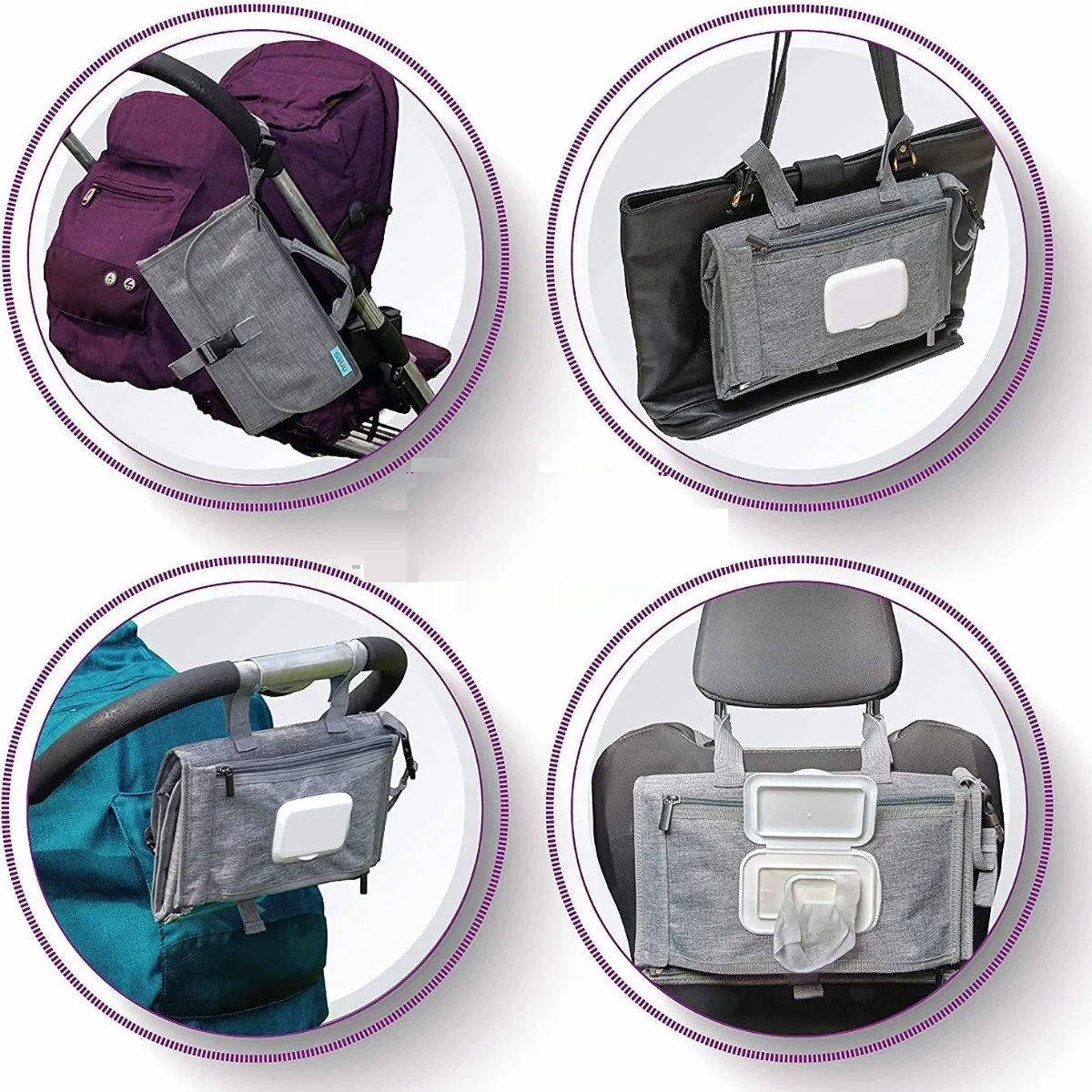 Cambiador De Bebé Portátil Plegable Impermeable Gris 