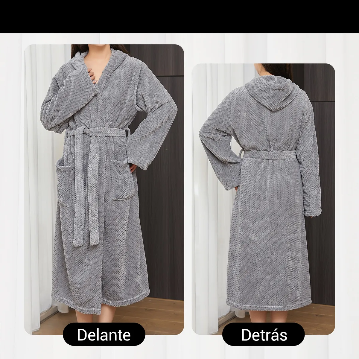 Toalla De Bata De Baño Unisex Súper Absorbente Unitalla Gris oscuro
