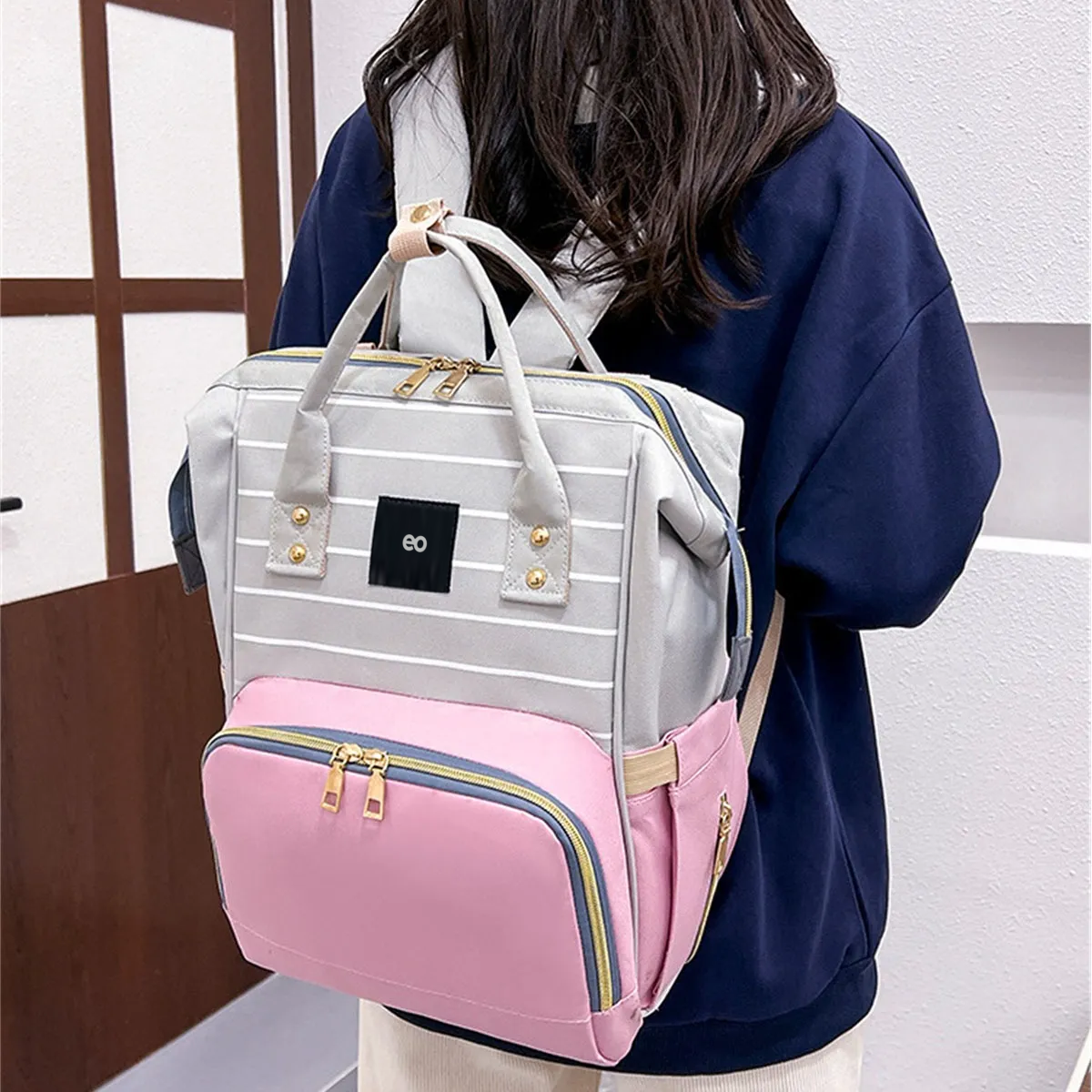 Mochila Pañaleras Para Bebe De Impermeable Bebe Viaje Rose