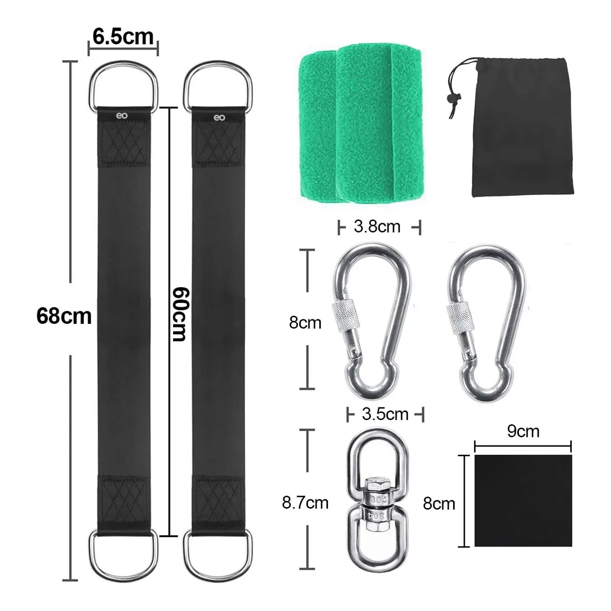 Kit Correas Colgantes Para Columpio Árbol Para Hamaca Negro 10 Pcs
