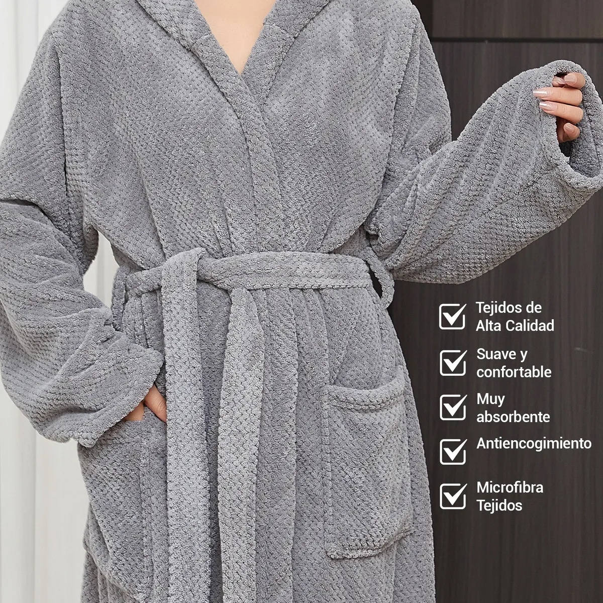 Toalla De Bata De Baño Unisex Súper Absorbente Unitalla Gris oscuro