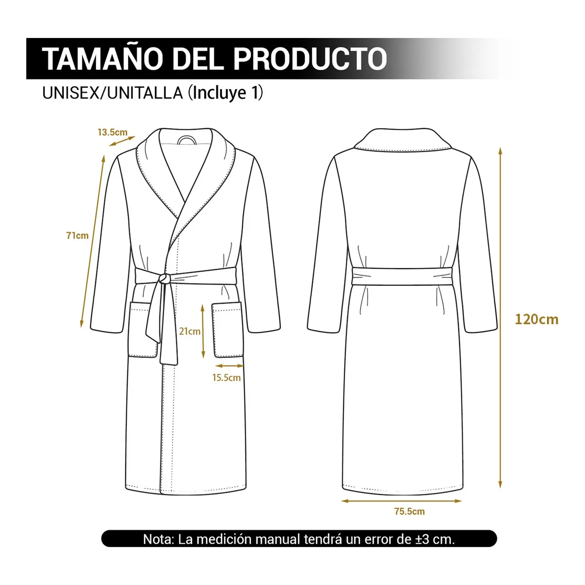 Toalla De Bata De Baño Unisex Súper Absorbente Unitalla Gris oscuro