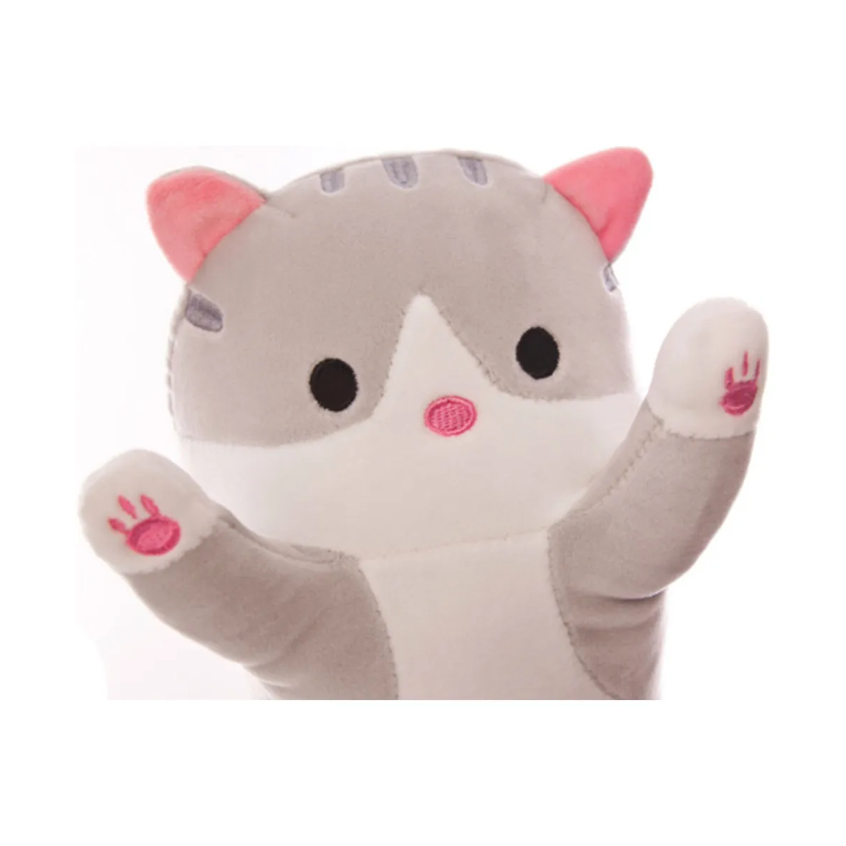 Almohada Larga De Peluche Gatito Cojin Juguete Suave 70 Cm Gris