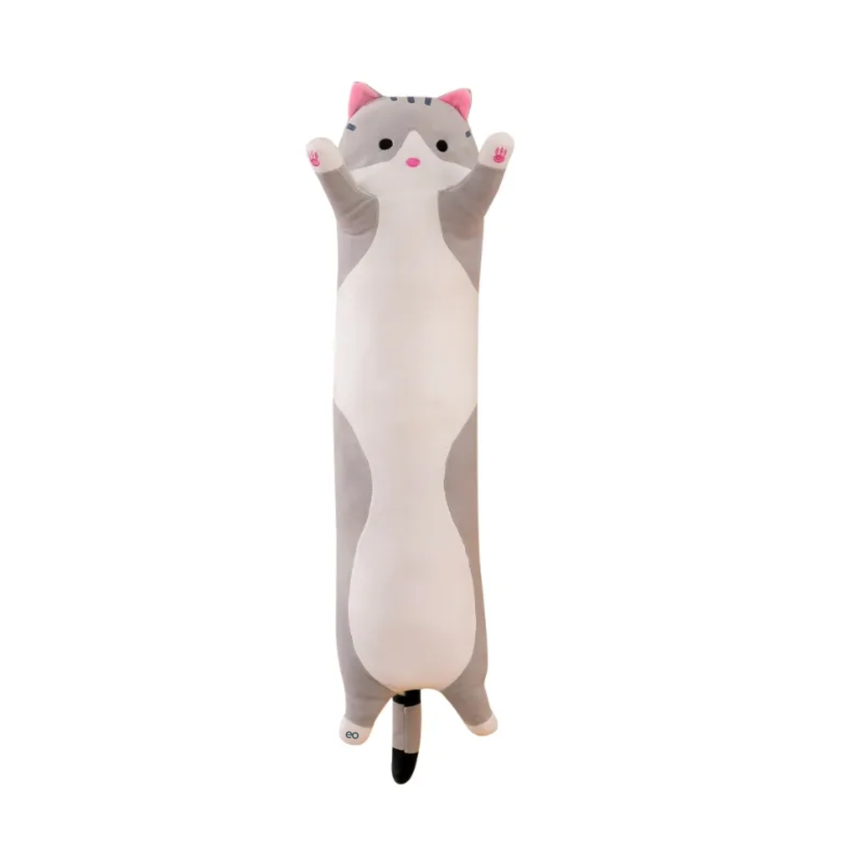 Almohada Larga De Peluche Gatito Cojin Juguete Suave 70 Cm Gris