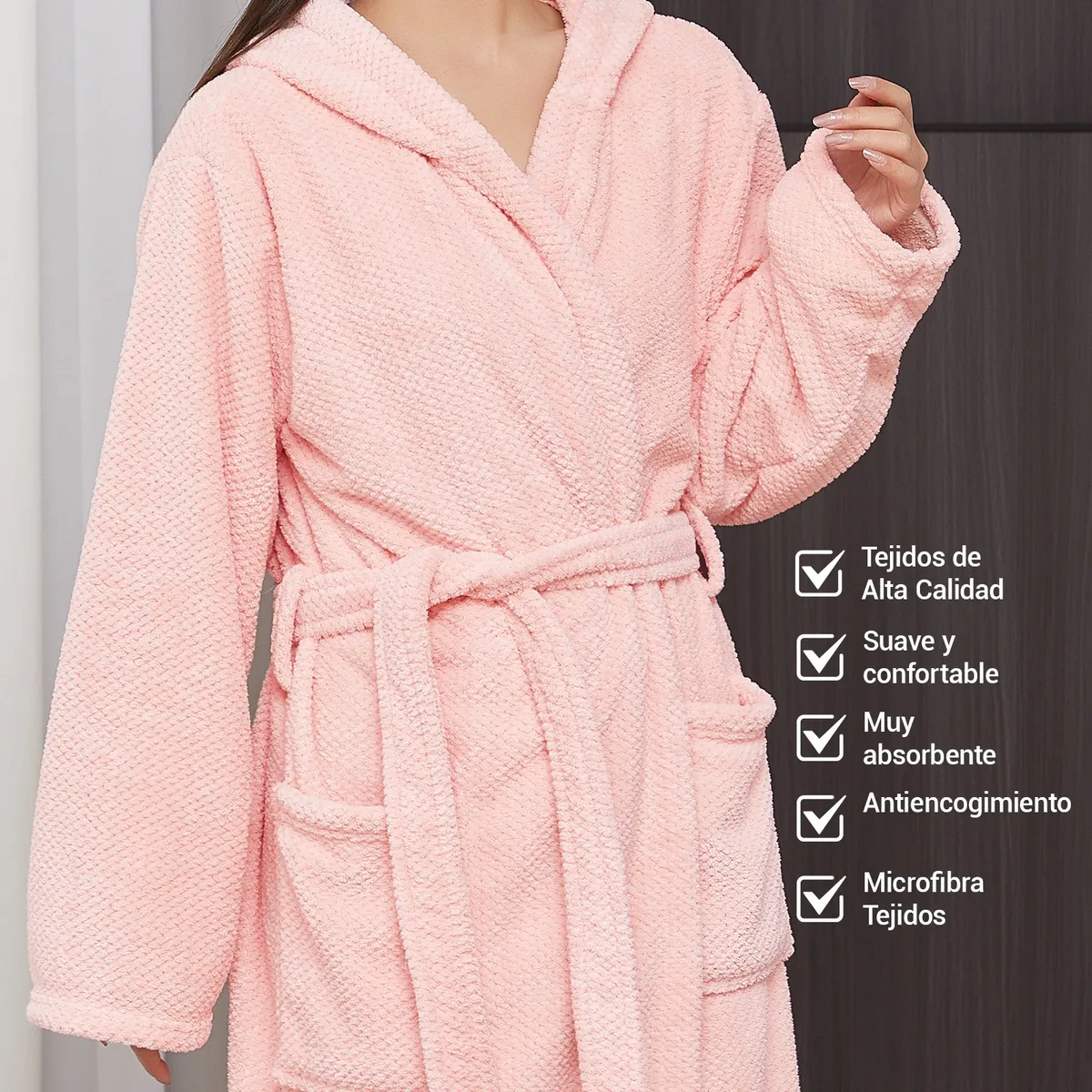Toalla De Bata De Baño Unisex Súper Absorbente Unitalla Rosa