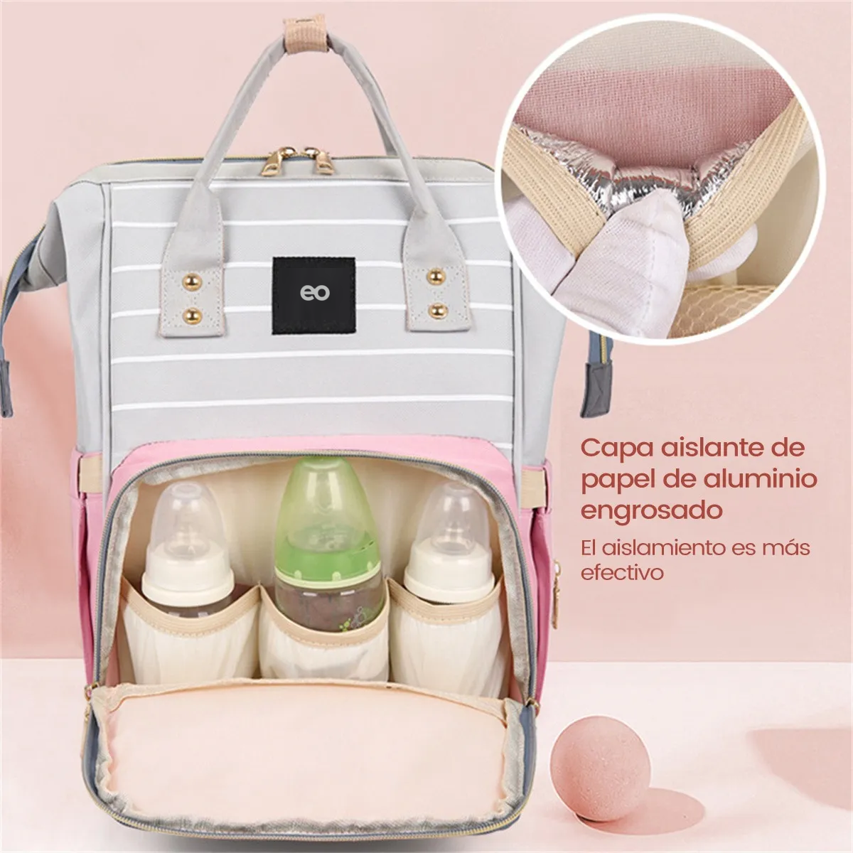 Mochila Pañaleras Para Bebe De Impermeable Bebe Viaje Rose