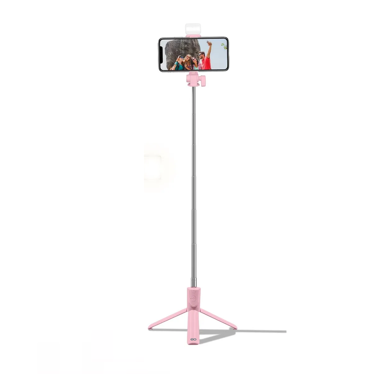 Bastón Selfie Trípode Con Luz Y Mando A Distancia Bluetooth Rosa