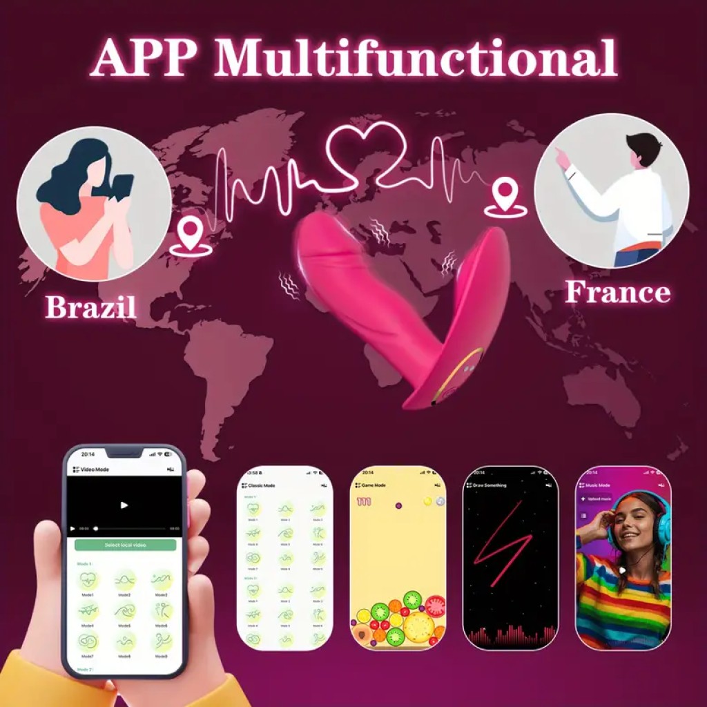 Vibrador Mujer Panty con App, 9 Modos, Recargable, Doble Estimulación Clítoris y Punto G, Silencioso