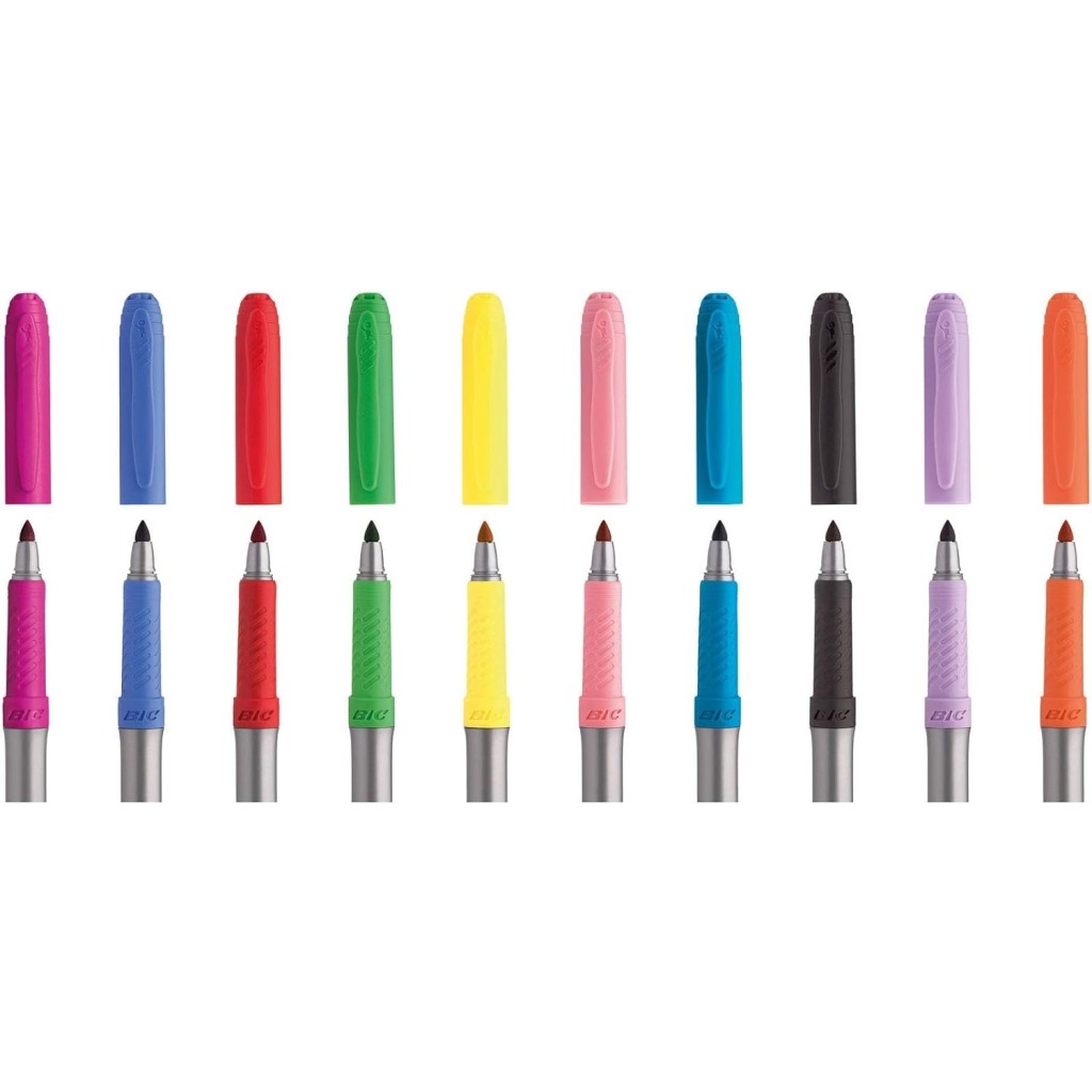 BIC Marcador Permanente Punto Fino 36 Colores Surtidos Resistente Agua Multisuperficie Grip Ergonómico