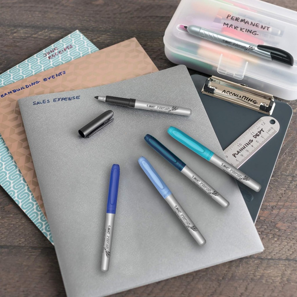 BIC Marcador Permanente Punto Fino 36 Colores Surtidos Resistente Agua Multisuperficie Grip Ergonómico