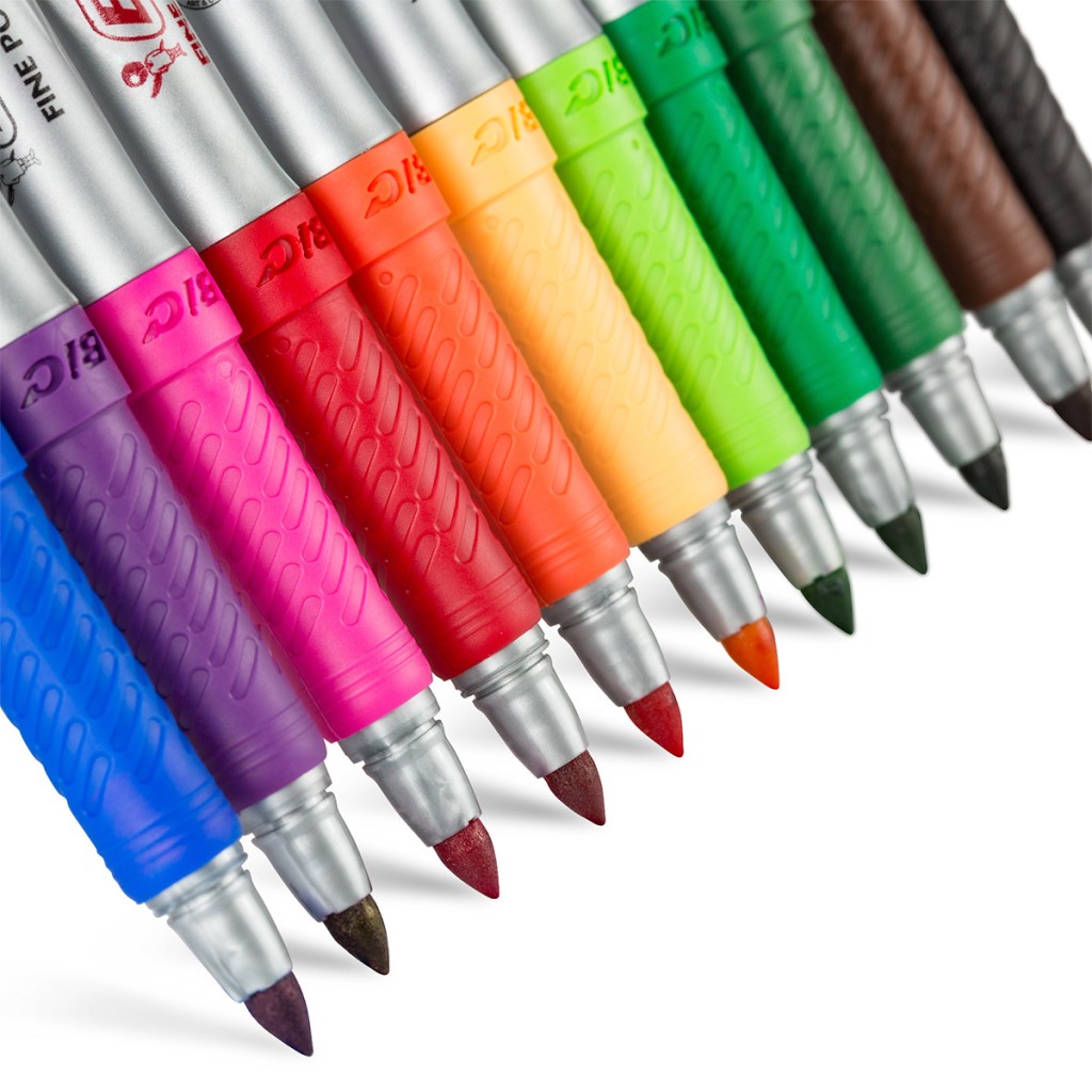 BIC Marcador Permanente Punto Fino 36 Colores Surtidos Resistente Agua Multisuperficie Grip Ergonómico