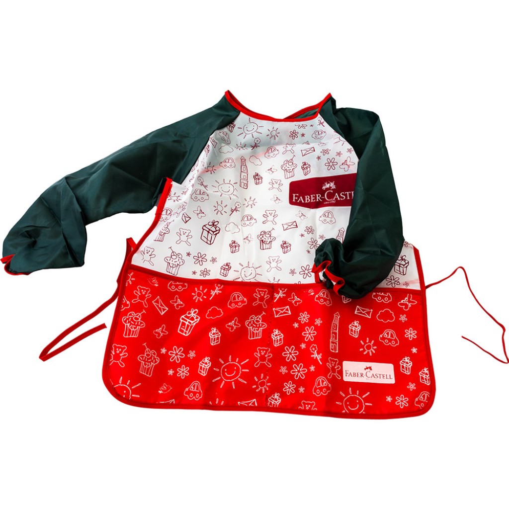 Bata de Arte Faber-Castell Impermeable Unitalla Manga Larga Resistente y Lavable con Bolsa Cangurera
