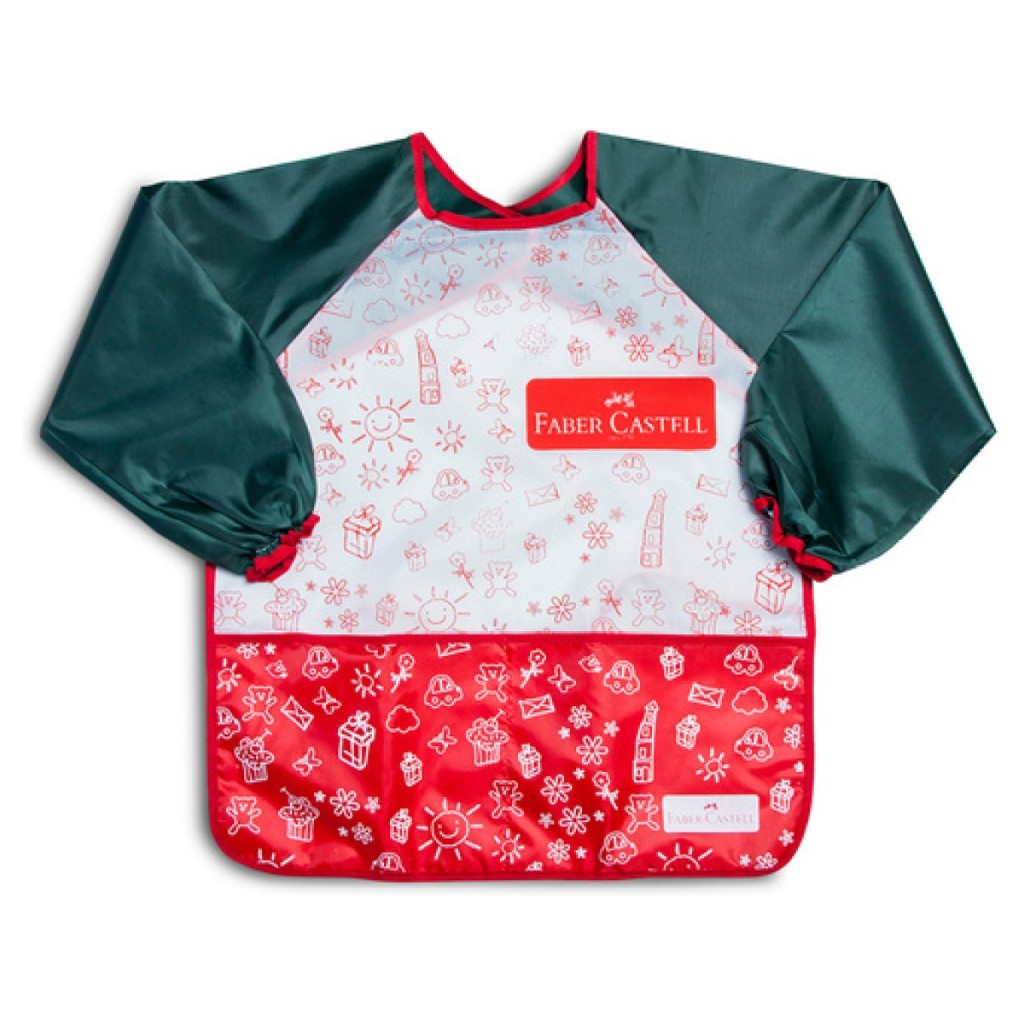 Bata de Arte Faber-Castell Impermeable Unitalla Manga Larga Resistente y Lavable con Bolsa Cangurera