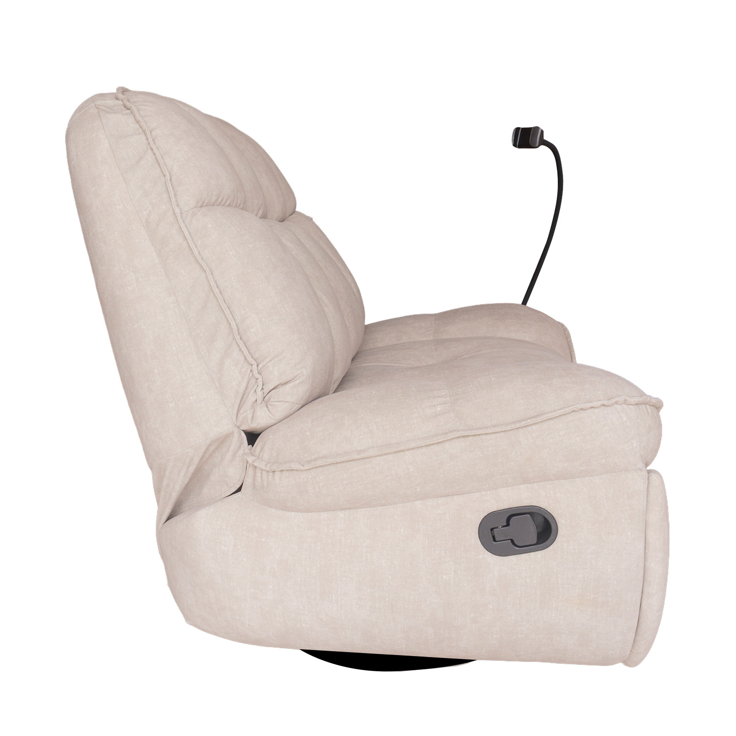 Sillon Mecedora  Reclinable Giratorio 360° con Porta Celular y Respaldo Acolchado de Alta Densidad Comodo Junior Beige