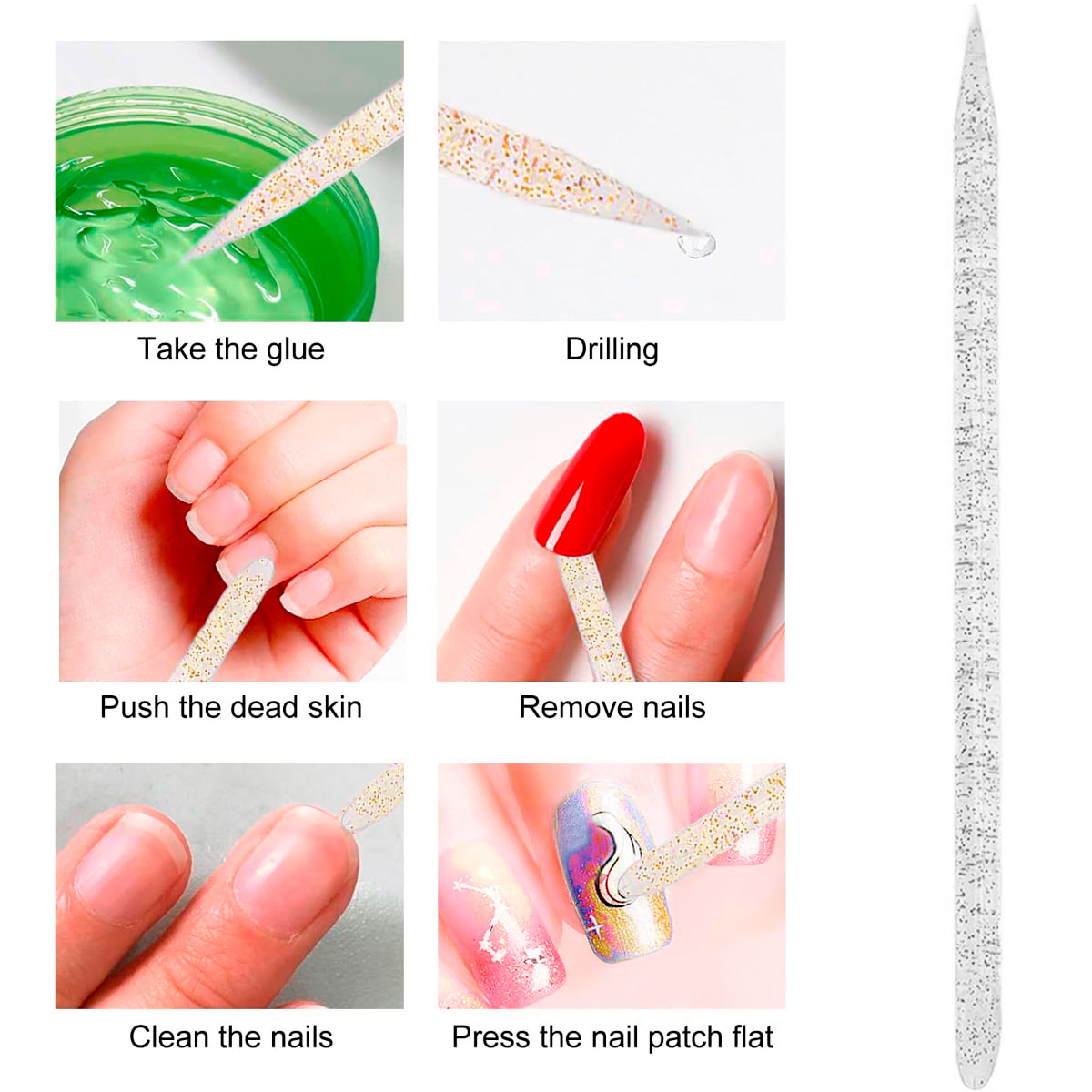 100 Palillos Palos Plastico Manicura Empujador Cuticula Uñas