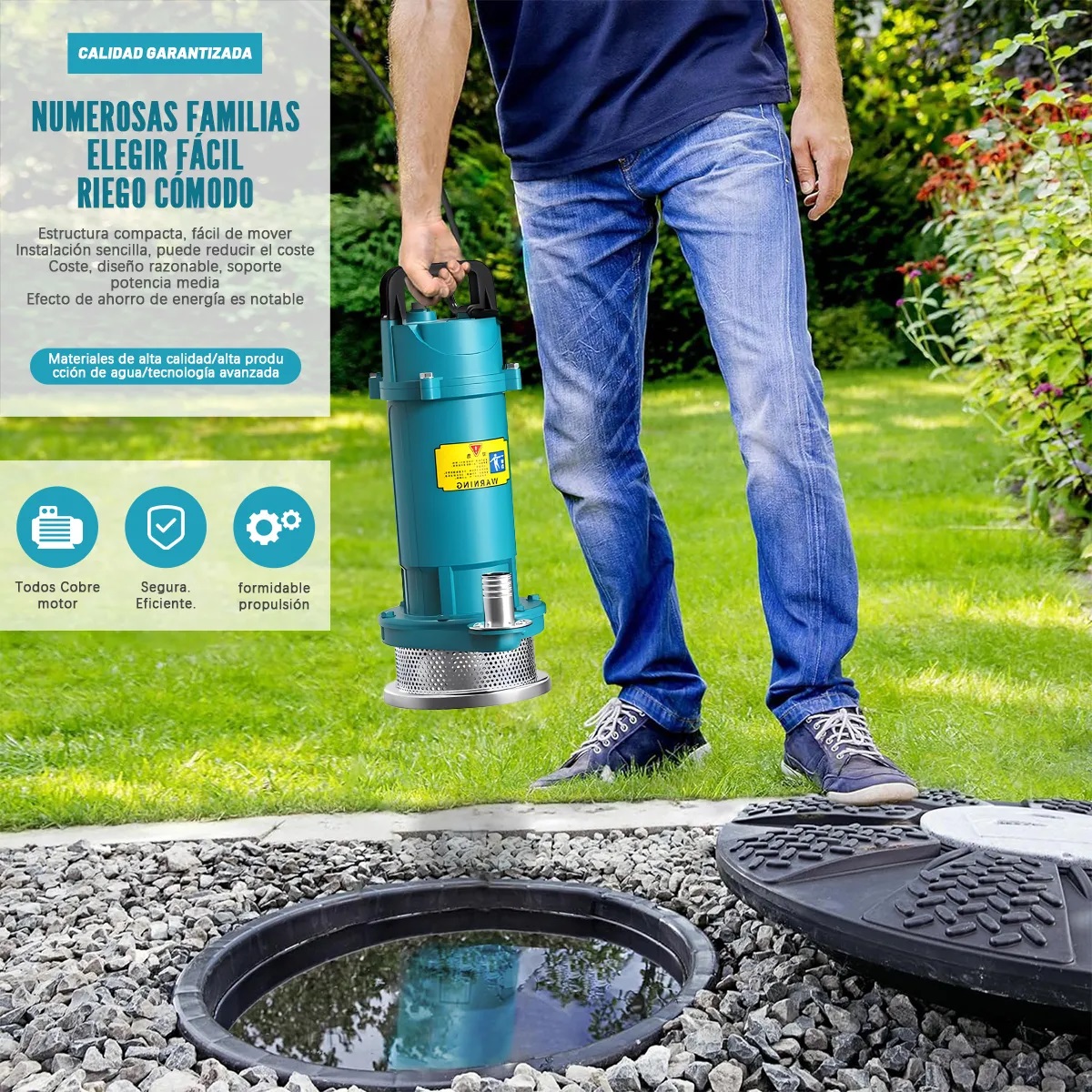 Bomba De Agua Sumergible 1/2 Hp 110v Para Agua Limpia/ Sucia