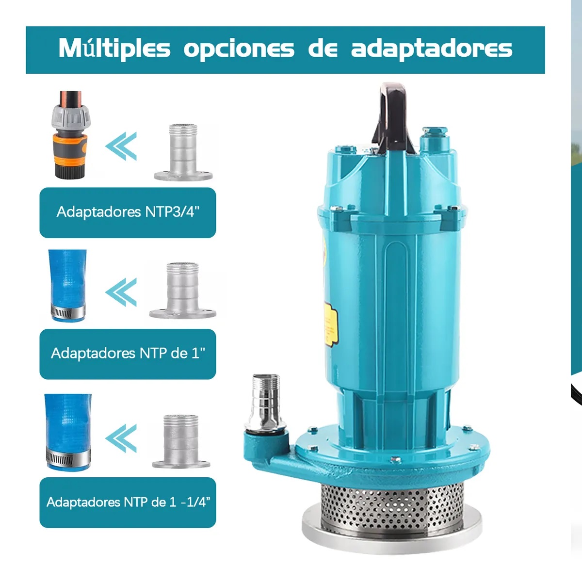 Bomba De Agua Sumergible 1/2 Hp 110v Para Agua Limpia/ Sucia