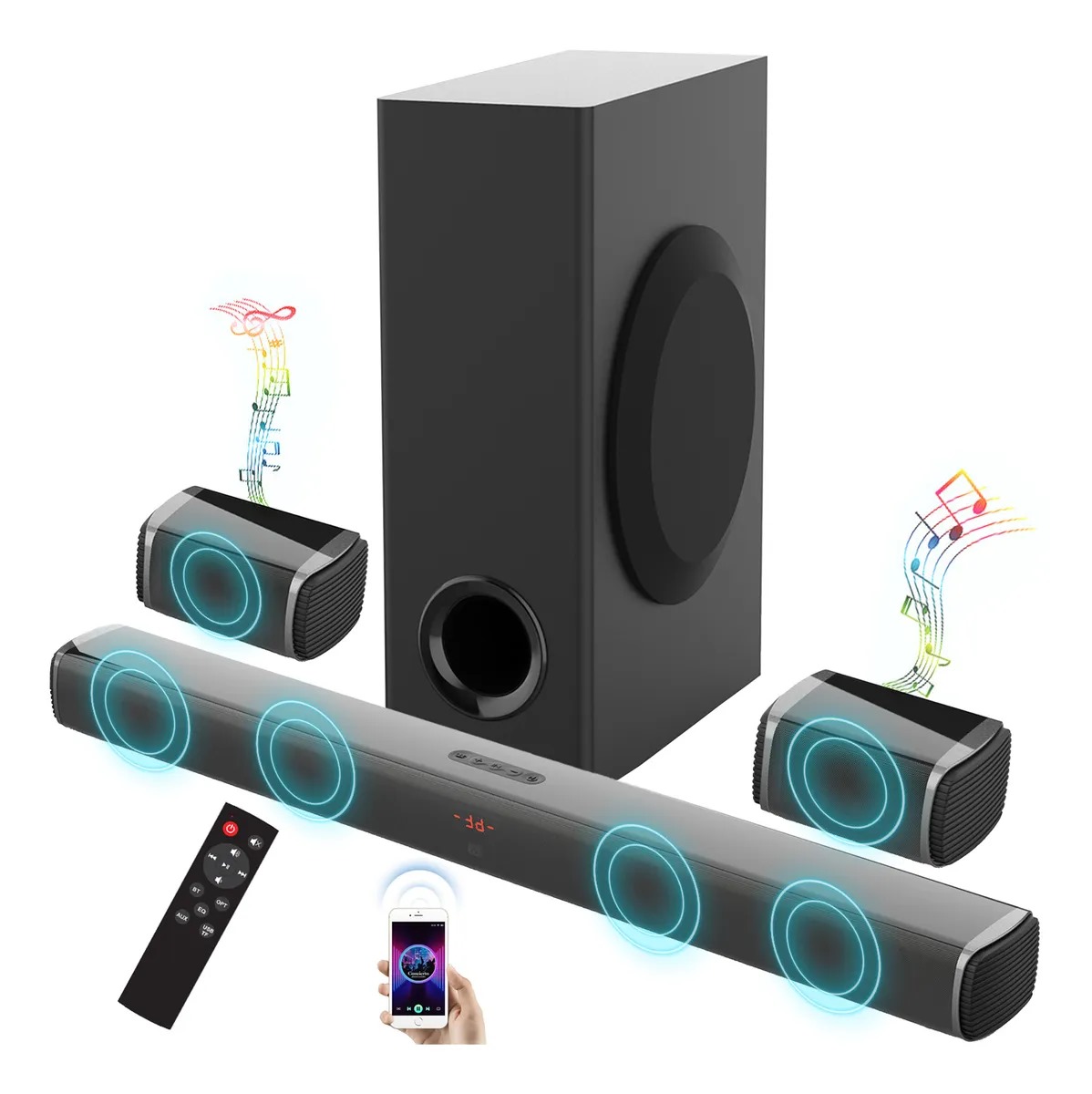 Home Theater 240w Barra De Sonido Y Subwoofer Con Bluetooth